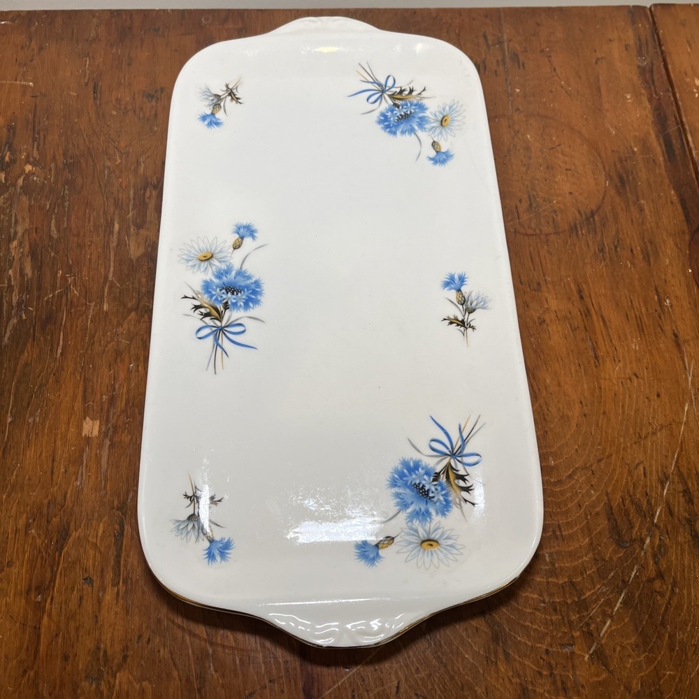 Hammersley Blue Cornflower 14" Tray, Rare Style And Pattern Bone China